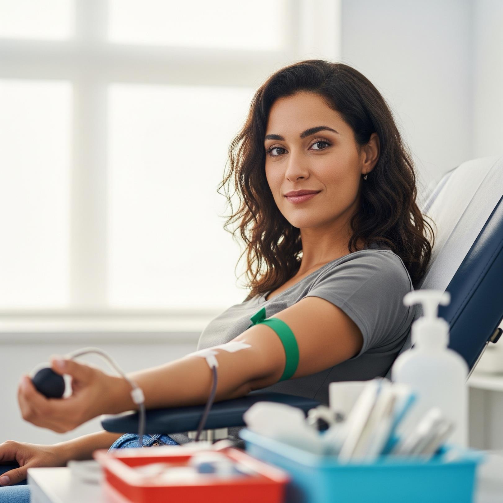 Paciente mujer en una sala clínica durante una revisión cardiovascular